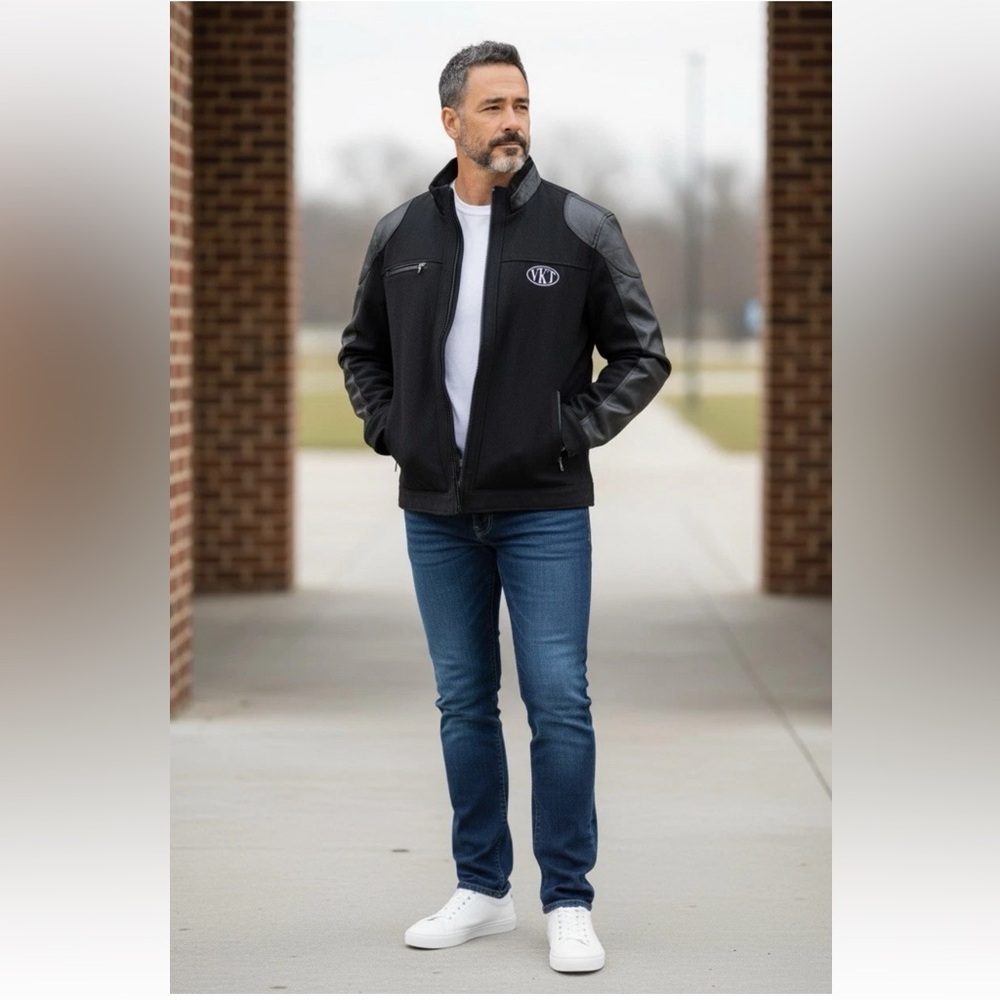 Burk’s Bay Men’s Leather Varsity Jacket Size XXL Black Bomber Quilted